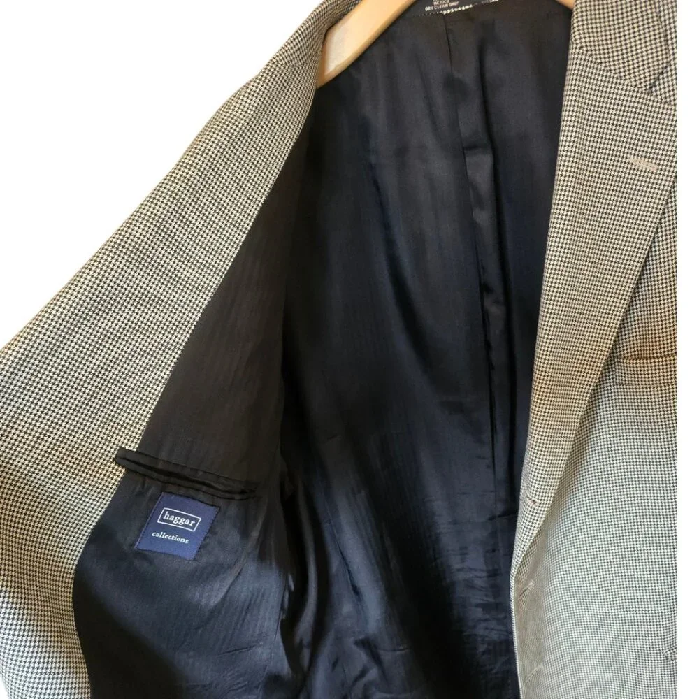 HAGGAR  Houndstooth 3 Button Blazer Suit Coat sz 48L
